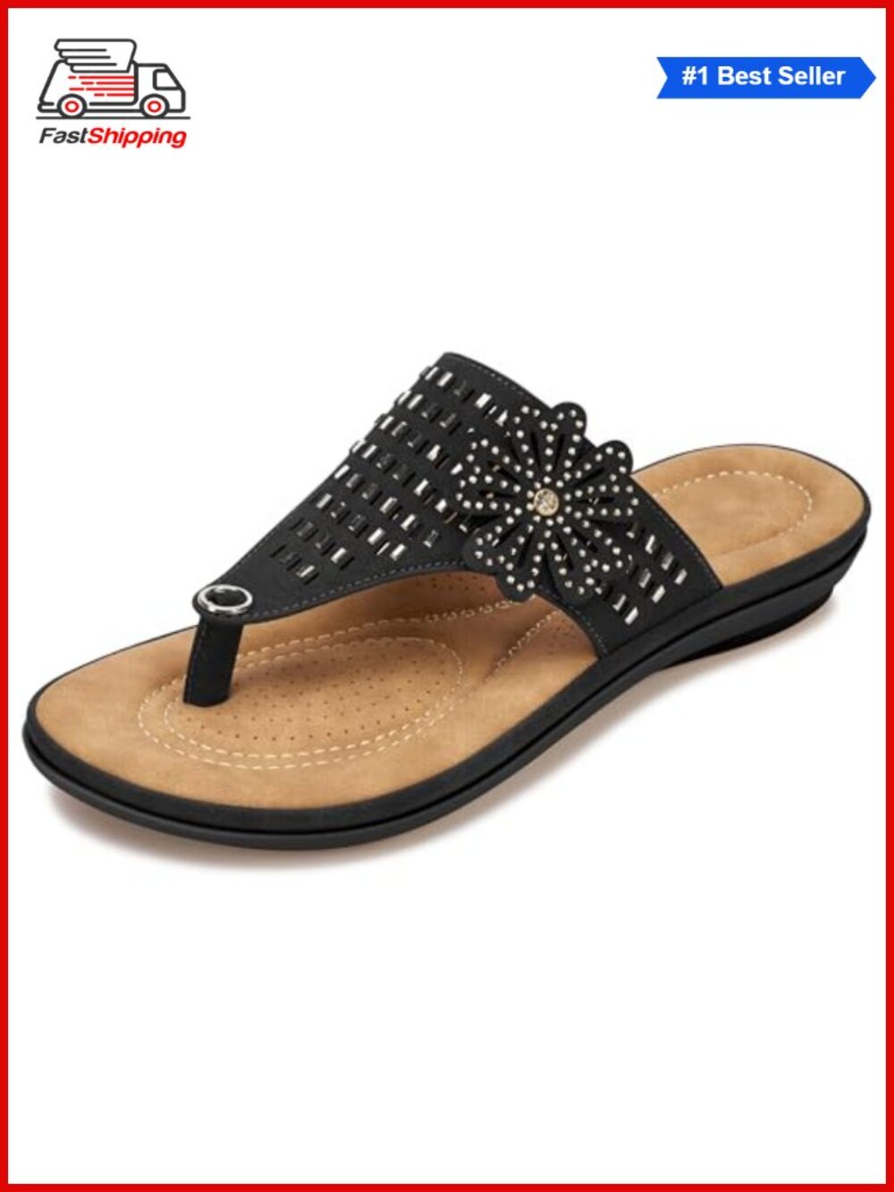 Memory Foam Insole Slide Sandals Split Toe Non-Slip Lightweight